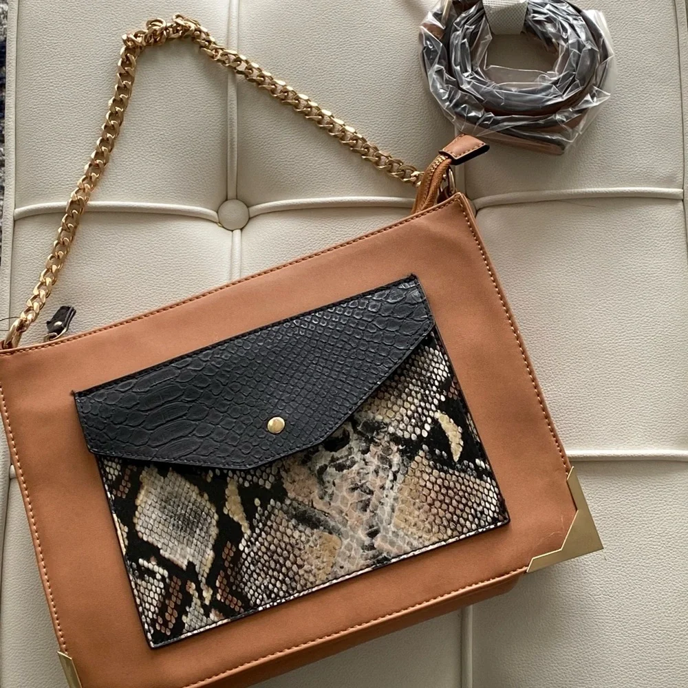 Snakeskin brown leather purse - Picture 1 of 5